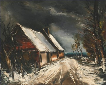 モーリス・ド・ヴラマンク Painting - 雪の村街路 モーリス・ド・ヴラマンク